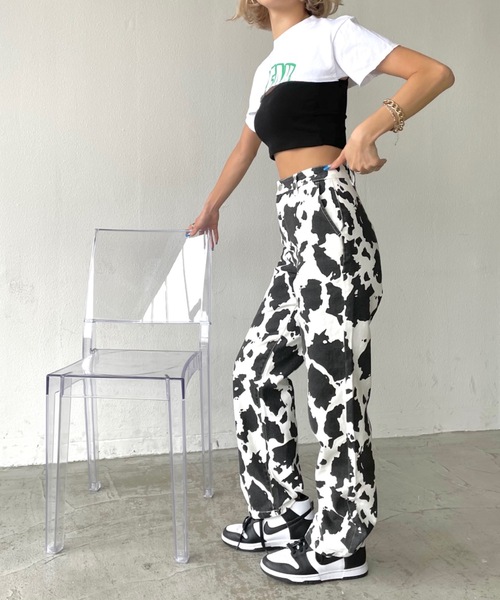 SHAGGIE（シャギー）の「COW柄ハイウエストデニムパンツ（デニムパンツ・レディース・ライトブルー/ブラック・SMALL/MEDIUM）」の15枚目の写真
