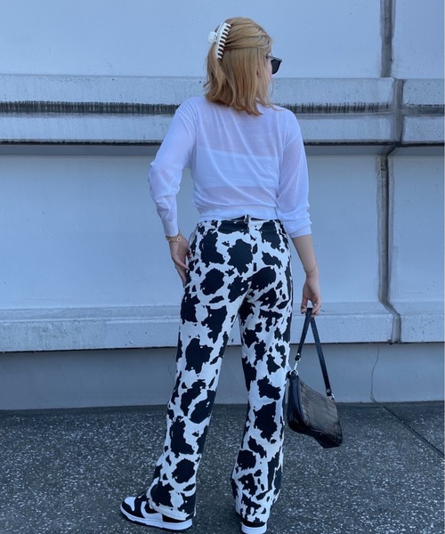 SHAGGIE（シャギー）の「COW柄ハイウエストデニムパンツ（デニムパンツ・レディース・ライトブルー/ブラック・SMALL/MEDIUM）」の22枚目の写真