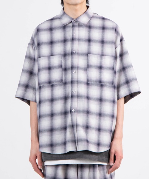 WEGO（ウィゴー）の「WEGO/オンブレチェックルーズ5分袖シャツ（シャツ/ブラウス・メンズ・サックスブルー/ネイビー・LARGE/MEDIUM）」の13枚目の写真