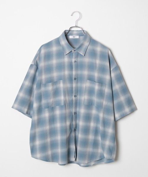 WEGO（ウィゴー）の「WEGO/オンブレチェックルーズ5分袖シャツ（シャツ/ブラウス・メンズ・サックスブルー/ネイビー・LARGE/MEDIUM）」の10枚目の写真