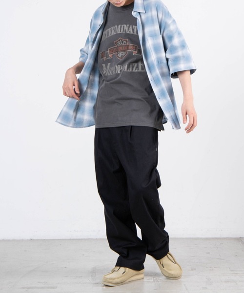 WEGO（ウィゴー）の「WEGO/オンブレチェックルーズ5分袖シャツ（シャツ/ブラウス・メンズ・サックスブルー/ネイビー・LARGE/MEDIUM）」の16枚目の写真