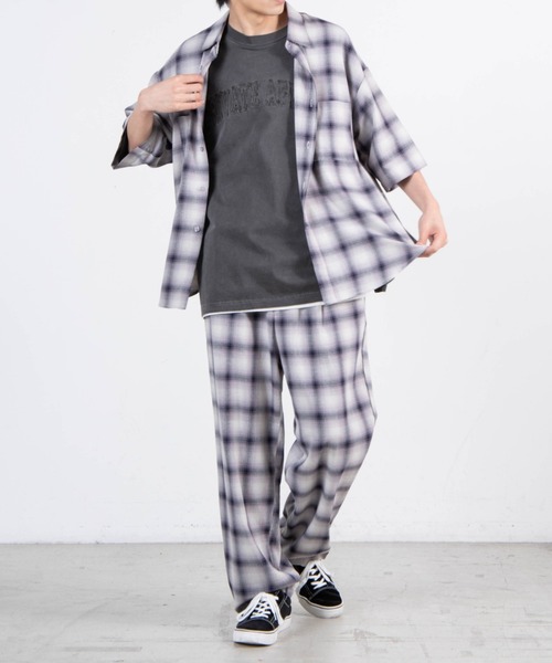 WEGO（ウィゴー）の「WEGO/オンブレチェックルーズ5分袖シャツ（シャツ/ブラウス・メンズ・サックスブルー/ネイビー・LARGE/MEDIUM）」の19枚目の写真