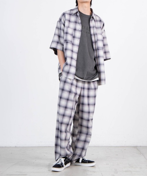 WEGO（ウィゴー）の「WEGO/オンブレチェックルーズ5分袖シャツ（シャツ/ブラウス・メンズ・サックスブルー/ネイビー・LARGE/MEDIUM）」の18枚目の写真