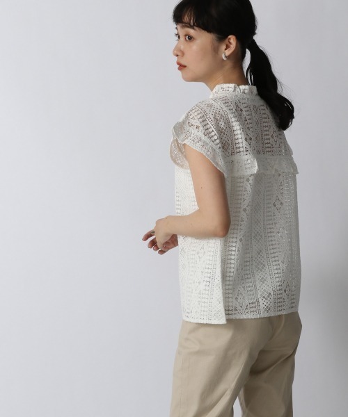 LOWRYS FARM（ローリーズファーム）の「レースフリルプルオーバーＦＳ　949883（Tシャツ/カットソー・レディース・ブラック/オフホワイト・FREE）」の3枚目の写真