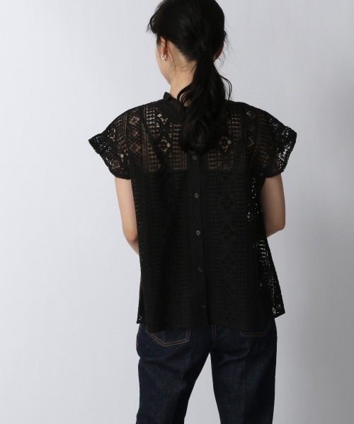 LOWRYS FARM（ローリーズファーム）の「レースフリルプルオーバーＦＳ　949883（Tシャツ/カットソー・レディース・ブラック/オフホワイト・FREE）」の4枚目の写真