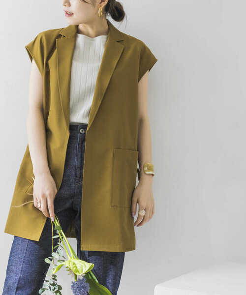 URBAN RESEARCH（アーバンリサーチ）の「テーラードジレ（その他アウター・レディース・ライトベージュ/オリーブ・FREE）」の4枚目の写真