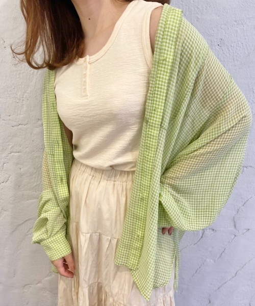 nemne store（ネンネストア）の「ひつじに包まるヘンリータンクトップ（タンクトップ・レディース・オフホワイト/カーキ/オレンジ・フリー）」の2枚目の写真