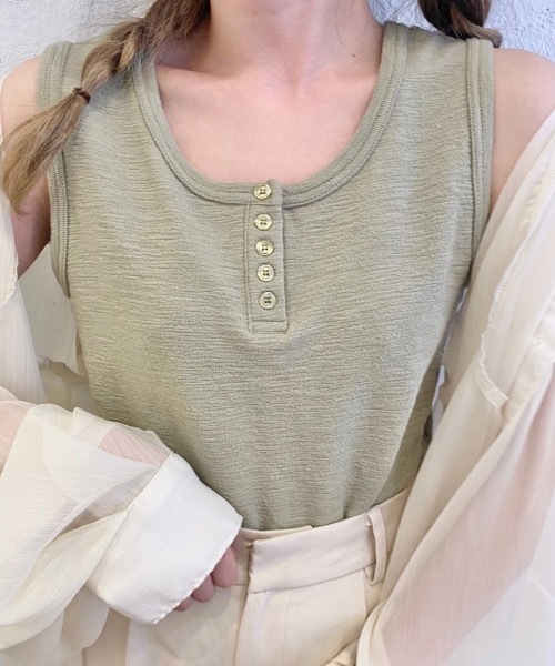 nemne store（ネンネストア）の「ひつじに包まるヘンリータンクトップ（タンクトップ・レディース・オフホワイト/カーキ/オレンジ・フリー）」の11枚目の写真