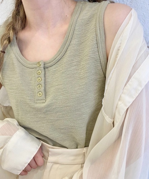 nemne store（ネンネストア）の「ひつじに包まるヘンリータンクトップ（タンクトップ・レディース・オフホワイト/カーキ/オレンジ・フリー）」の10枚目の写真