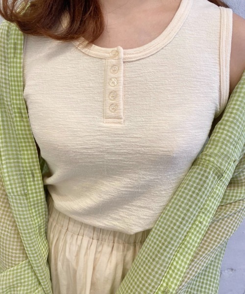 nemne store（ネンネストア）の「ひつじに包まるヘンリータンクトップ（タンクトップ・レディース・オフホワイト/カーキ/オレンジ・フリー）」の22枚目の写真