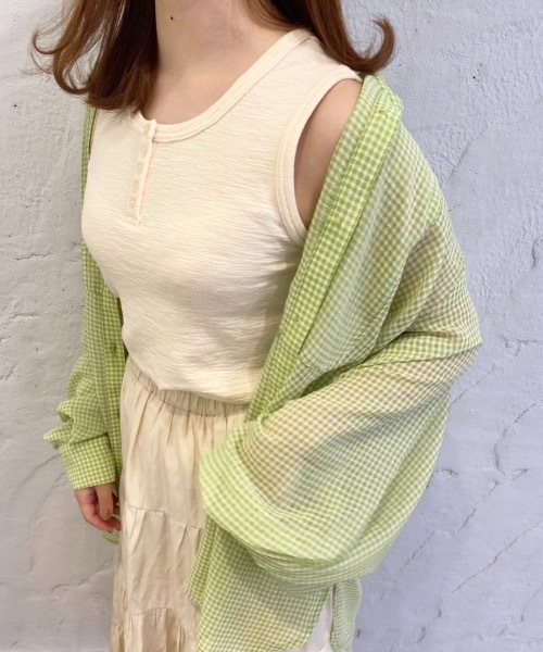 nemne store（ネンネストア）の「ひつじに包まるヘンリータンクトップ（タンクトップ・レディース・オフホワイト/カーキ/オレンジ・フリー）」の16枚目の写真