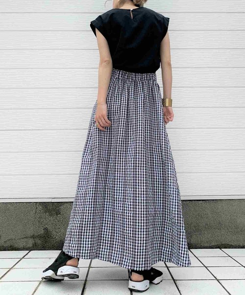 Q（キュー）の「ギンガムチェックスカート（スカート・レディース・ブラック・MEDIUM）」の5枚目の写真