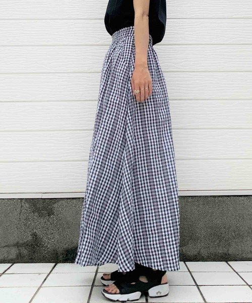 Q（キュー）の「ギンガムチェックスカート（スカート・レディース・ブラック・MEDIUM）」の3枚目の写真