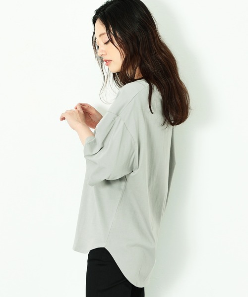 C17（シーセブンティーン）の「C17 ポケットビッグTシャツ（Tシャツ/カットソー・レディース・グレー/ブラック/キャメル/ワインレッド・LARGE/MEDIUM）」の17枚目の写真