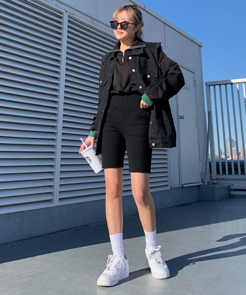 SHAGGIE（シャギー）の「ダメージニットバイカーパンツ（その他パンツ・レディース・グレー/ブラック/グリーン/ネイビー・FREE）」の5枚目の写真