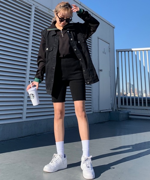 SHAGGIE（シャギー）の「ダメージニットバイカーパンツ（その他パンツ・レディース・グレー/ブラック/グリーン/ネイビー・FREE）」の6枚目の写真