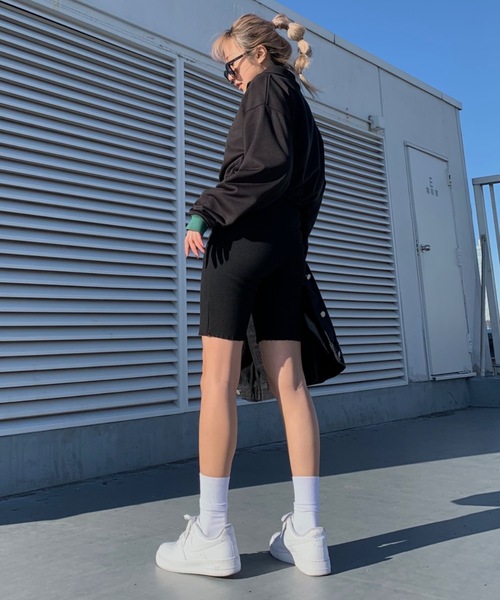 SHAGGIE（シャギー）の「ダメージニットバイカーパンツ（その他パンツ・レディース・グレー/ブラック/グリーン/ネイビー・FREE）」の7枚目の写真