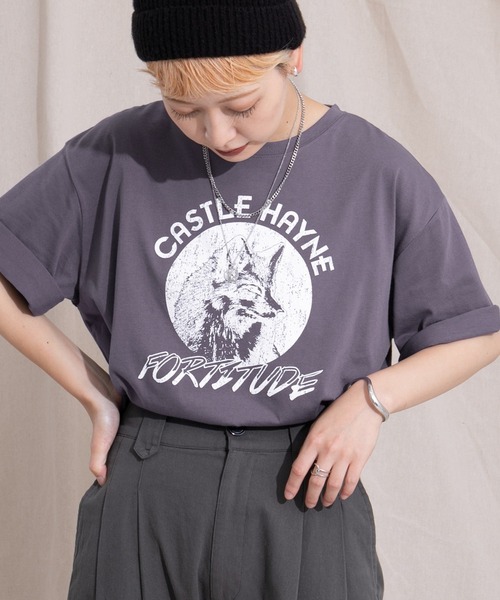 kutir(クティール)の「FOXプリントTシャツ(Tシャツ/カットソー・レディース・パープル/グリーン/オートミール・FREE)」の1枚目の写真