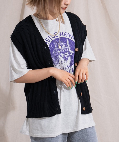 kutir(クティール)の「FOXプリントTシャツ(Tシャツ/カットソー・レディース・パープル/グリーン/オートミール・FREE)」の13枚目の写真