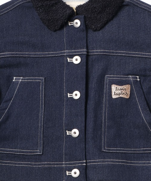 trois lapins kp（トロワラパンケーピー）の「デニム×タフタジャケット(140-160cm)（デニムジャケット・キッズ・ネイビー・140cm/150cm/160cm）」の2枚目の写真