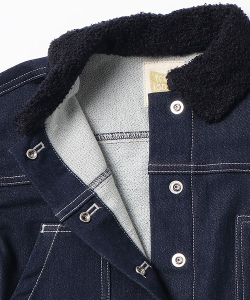 trois lapins kp（トロワラパンケーピー）の「デニム×タフタジャケット(140-160cm)（デニムジャケット・キッズ・ネイビー・140cm/150cm/160cm）」の4枚目の写真