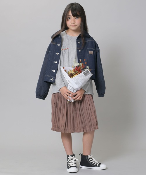 trois lapins kp（トロワラパンケーピー）の「デニム×タフタジャケット(140-160cm)（デニムジャケット・キッズ・ネイビー・140cm/150cm/160cm）」の7枚目の写真