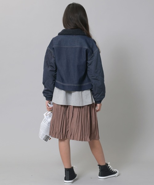 trois lapins kp（トロワラパンケーピー）の「デニム×タフタジャケット(140-160cm)（デニムジャケット・キッズ・ネイビー・140cm/150cm/160cm）」の6枚目の写真