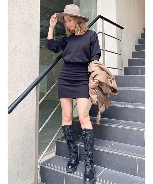 GYDA(ジェイダ)の「BACKOPENスウェットワンピース(ワンピース・レディース・グレー/ブラック/ベージュ・FREE)」の22枚目の写真