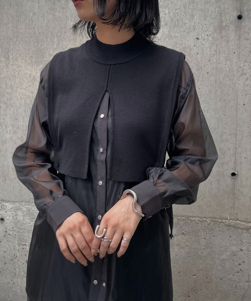 &g'aime（アンジェム）の「【&g'aime】ハイネックショートベスト（ベスト・レディース・ブラック/グレー/グレイッシュベージュ・FREE）」の10枚目の写真