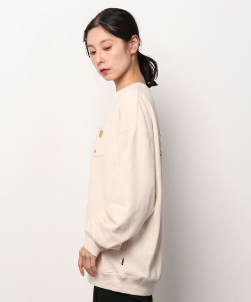BILLABONG(ビラボン)の「【ムラサキスポーツ別注】BILLABONG/ビラボン ルーズシルエット 撥水バックプリントロゴトレーナー BB014-028(スウェット・レディース・ブラック/ホワイト・M/L)」の3枚目の写真