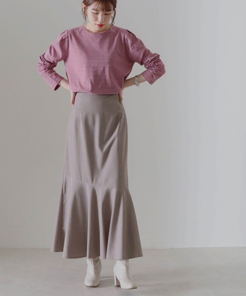 Cheek（チーク）の「細ボーダーパワショルＴＯＰＳ（Tシャツ/カットソー・レディース・チャコールグレー/アイボリー/ローズ・FREE）」の18枚目の写真