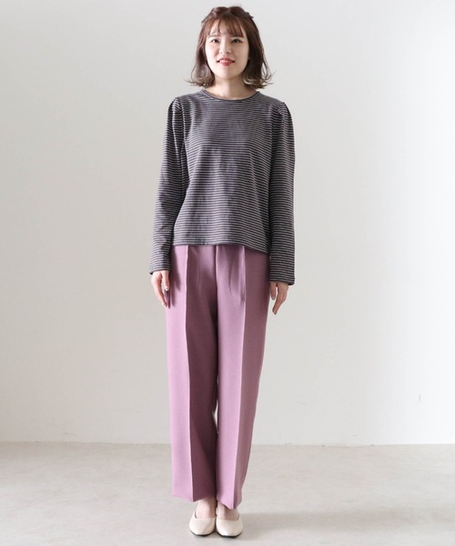 Cheek（チーク）の「細ボーダーパワショルＴＯＰＳ（Tシャツ/カットソー・レディース・チャコールグレー/アイボリー/ローズ・FREE）」の15枚目の写真