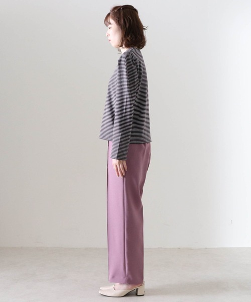 Cheek（チーク）の「細ボーダーパワショルＴＯＰＳ（Tシャツ/カットソー・レディース・チャコールグレー/アイボリー/ローズ・FREE）」の7枚目の写真