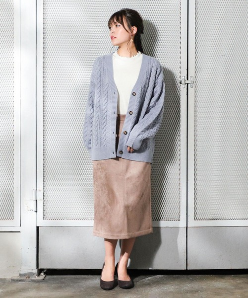 Honeys（ハニーズ）の「ケーブルチュニックカーデ（カーディガン