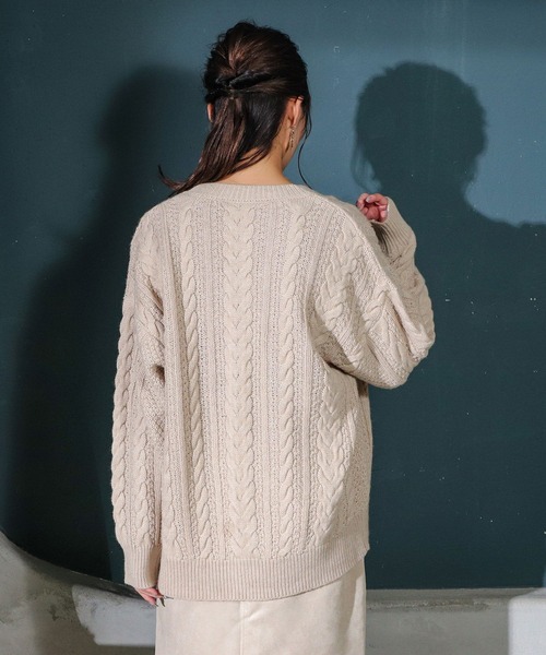 Honeys（ハニーズ）の「ケーブルチュニックカーデ（カーディガン/ボレロ・レディース・アイボリー/杢グレー/ブラウン系その他/ベージュ系その他/ブルー系その他・LL/M/L）」の15枚目の写真