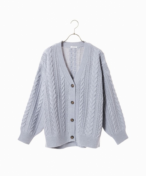 Honeys（ハニーズ）の「ケーブルチュニックカーデ（カーディガン/ボレロ・レディース・アイボリー/杢グレー/ブラウン系その他/ベージュ系その他/ブルー系その他・LL/M/L）」の9枚目の写真