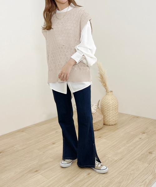 apres jour clair(アプレジュールクレア)の「【apres jour clair】透かし編みベスト【ZOZOTOWN限定アイテム】(ベスト・レディース・ベージュ/ダークブラウン/アイボリー・X-LARGE/フリー)」の22枚目の写真