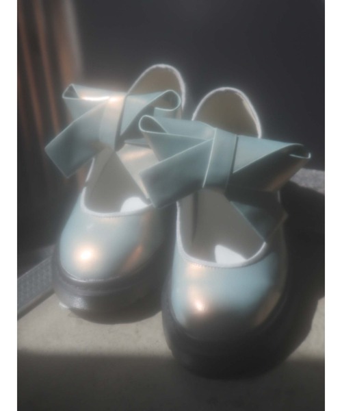 merry jenny 新品 ブルー auroraリボンラバーシューズ merry jenny auroraリボンラバーシューズ（ブルー