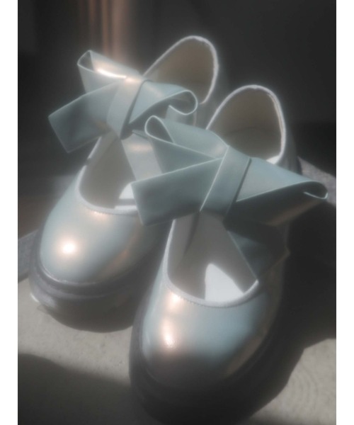 merry jenny 新品 ブルー auroraリボンラバーシューズ merry jenny auroraリボンラバーシューズ（ブラック