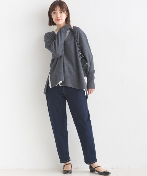 OMNES(オムネス)の「ウールタッチリブニットソー深Vネックプルオーバー(ニット/セーター・レディース・ベージュ/グレー系その他/チャコール・FREE)」の16枚目の写真