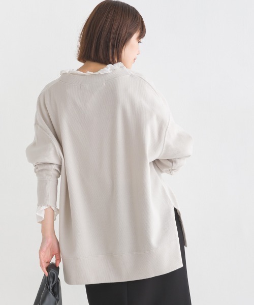 OMNES(オムネス)の「ウールタッチリブニットソー深Vネックプルオーバー(ニット/セーター・レディース・ベージュ/グレー系その他/チャコール・FREE)」の10枚目の写真