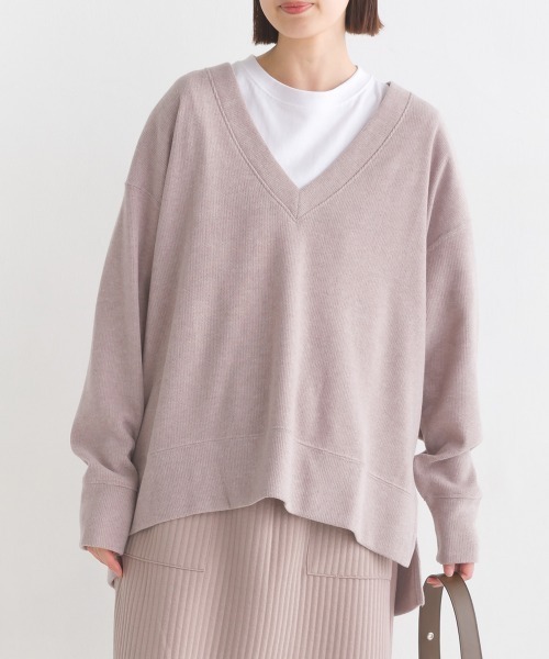 OMNES(オムネス)の「ウールタッチリブニットソー深Vネックプルオーバー(ニット/セーター・レディース・ベージュ/グレー系その他/チャコール・FREE)」の18枚目の写真