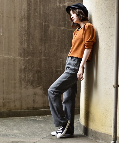 RETRO GIRL（レトロガール）の「ベーシックストレートパンツ（その他パンツ・レディース・インディゴブルー/バーガンディー/ブラウン/ブラック・L/M/S）」の6枚目の写真