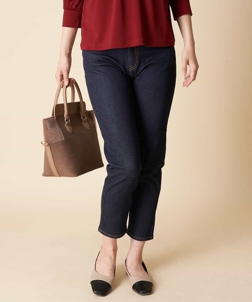 OFUON le MK（オフオンルエムケー）の「【洗濯機で洗える】スリムデニムパンツ（デニムパンツ・レディース・ネイビー/ベージュ・40/38/36）」の11枚目の写真