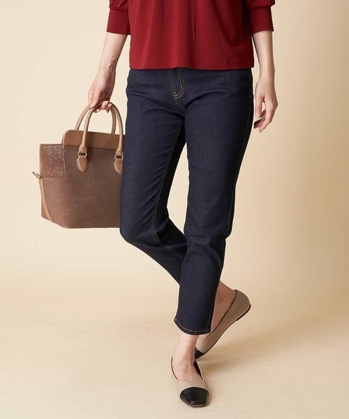 OFUON le MK（オフオンルエムケー）の「【洗濯機で洗える】スリムデニムパンツ（デニムパンツ・レディース・ネイビー/ベージュ・40/38/36）」の18枚目の写真