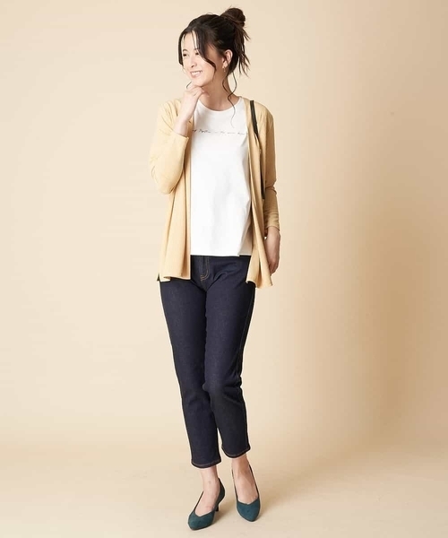 OFUON le MK（オフオンルエムケー）の「【洗濯機で洗える】スリムデニムパンツ（デニムパンツ・レディース・ネイビー/ベージュ・40/38/36）」の12枚目の写真