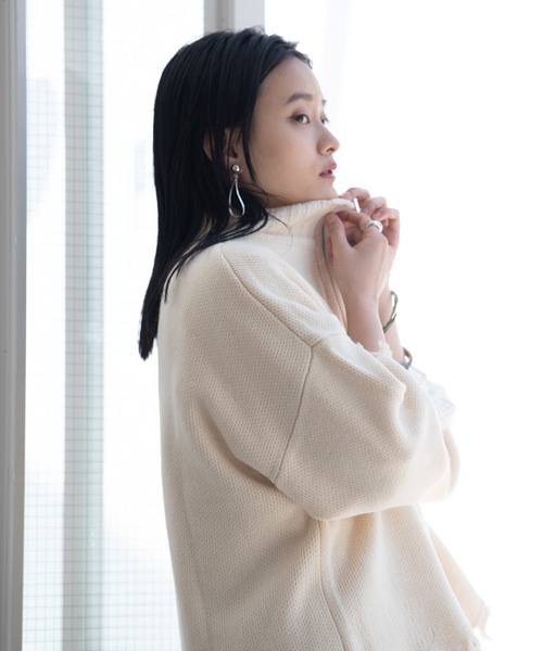 Happy John(ハッピージョン)の「damage hizip knit/ダメージハイジップニット(ニット/セーター・レディース・ブラック/グリーン/ナチュラル・FREE)」の12枚目の写真