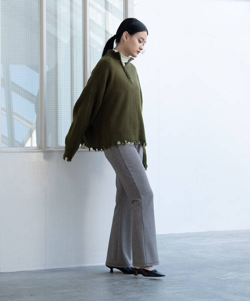 Happy John(ハッピージョン)の「damage hizip knit/ダメージハイジップニット(ニット/セーター・レディース・ブラック/グリーン/ナチュラル・FREE)」の7枚目の写真
