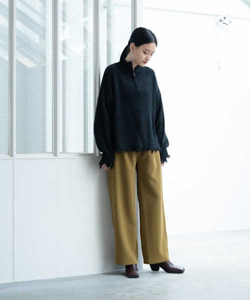 Happy John(ハッピージョン)の「damage hizip knit/ダメージハイジップニット(ニット/セーター・レディース・ブラック/グリーン/ナチュラル・FREE)」の22枚目の写真