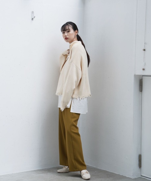 Happy John(ハッピージョン)の「damage hizip knit/ダメージハイジップニット(ニット/セーター・レディース・ブラック/グリーン/ナチュラル・FREE)」の11枚目の写真